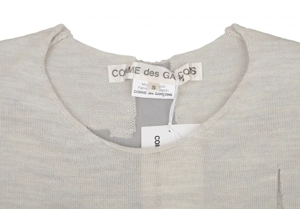 新品!コムデギャルソンCOMME des GARCONS メッシュ切替ノースリーブニットトップス ライトグレーS K-108157_003