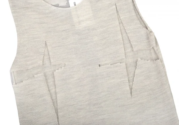新品!コムデギャルソンCOMME des GARCONS メッシュ切替ノースリーブニットトップス ライトグレーS K-108157_005