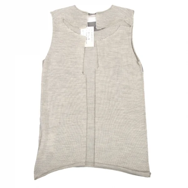 新品!コムデギャルソンCOMME des GARCONS メッシュ切替ノースリーブニットトップス ライトグレーS K-108157_008