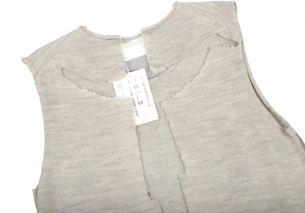 新品!コムデギャルソンCOMME des GARCONS メッシュ切替ノースリーブニットトップス ライトグレーS K-108157_009