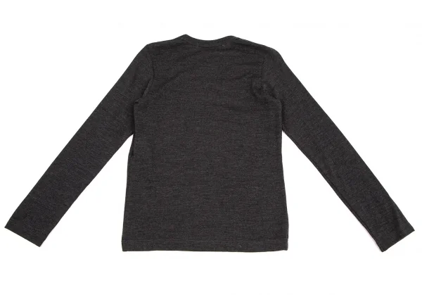 コムコム コムデギャルソンCOMME des GARCONS ウール長袖ニットソー チャコールS K-108172_010