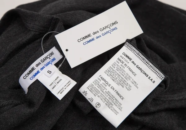 コムコム コムデギャルソンCOMME des GARCONS ウール長袖ニットソー チャコールS K-108172_012