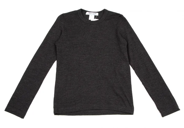 コムコム コムデギャルソンCOMME des GARCONS ウール長袖ニットソー チャコールS K-108172_002