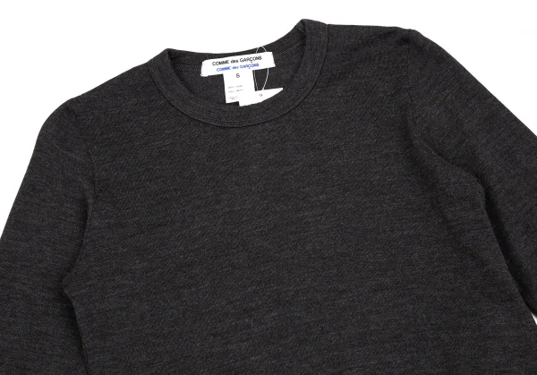 コムコム コムデギャルソンCOMME des GARCONS ウール長袖ニットソー チャコールS K-108172_003