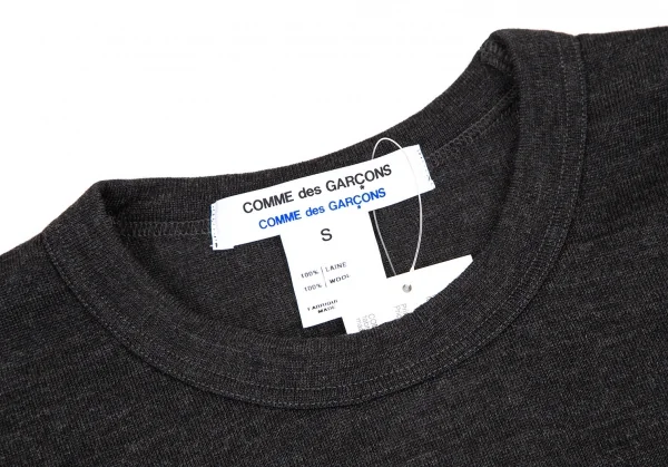 コムコム コムデギャルソンCOMME des GARCONS ウール長袖ニットソー チャコールS K-108172_004