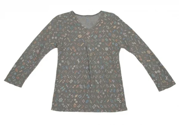 ヨーガンレール ババグーリJURGEN LEHL Babaghuri フロントタック花柄ジャガードニット カーキマルチM K-108192_002