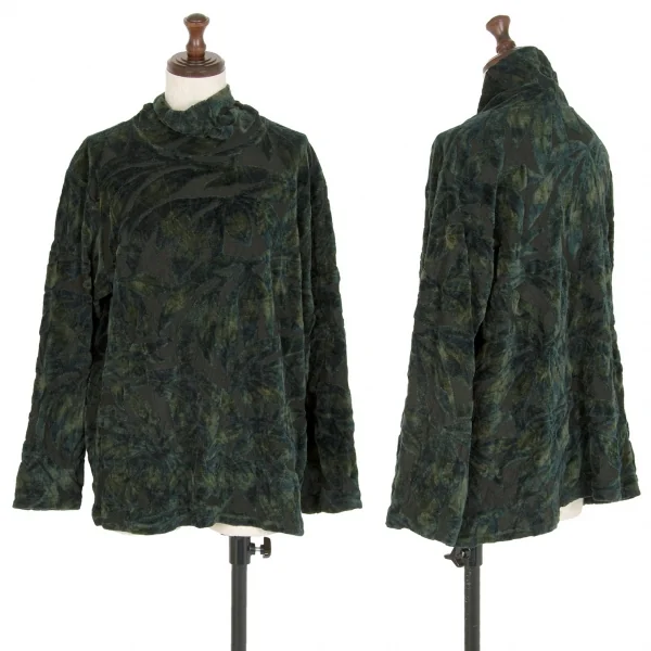 ヨーガンレール JURGEN LEHL ベロアジャガードハイネックカットソー 黒