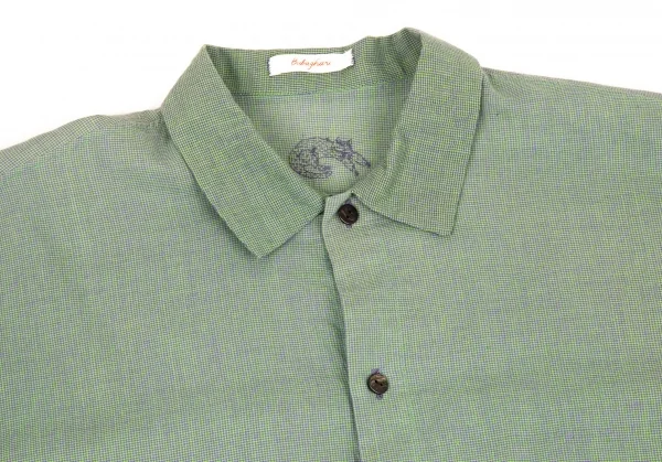 ヨーガンレール ババグーリJURGEN LEHL Babaghuri コットンバックキャット刺繍斜行ポケットオーバーサイズシャツ 緑紫M K-108266_003