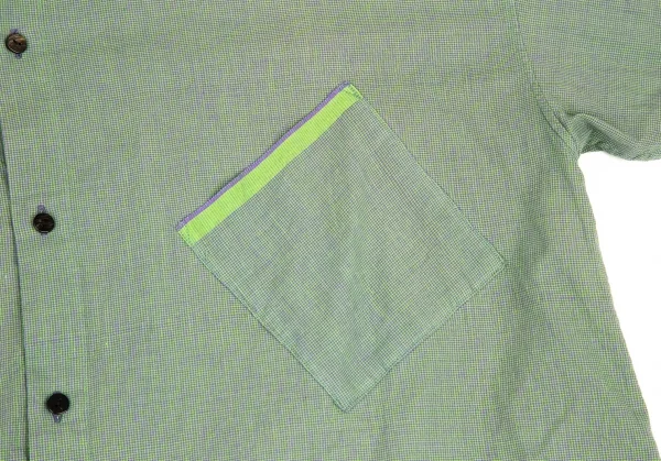 ヨーガンレール ババグーリJURGEN LEHL Babaghuri コットンバックキャット刺繍斜行ポケットオーバーサイズシャツ 緑紫M K-108266_004