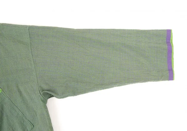 ヨーガンレール ババグーリJURGEN LEHL Babaghuri コットンバックキャット刺繍斜行ポケットオーバーサイズシャツ 緑紫M K-108266_006