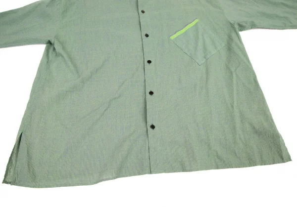 ヨーガンレール ババグーリJURGEN LEHL Babaghuri コットンバックキャット刺繍斜行ポケットオーバーサイズシャツ 緑紫M K-108266_008