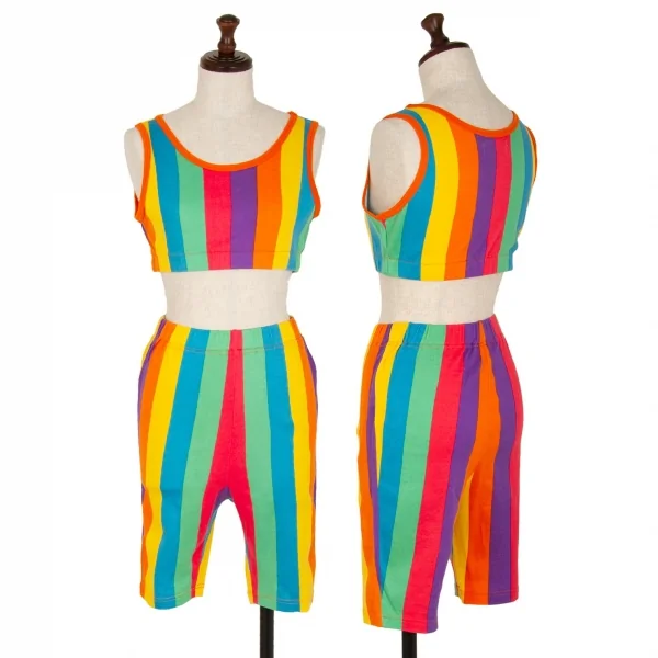 ケンゾージーンズKENZO jeans コットンカラフルストライプショートパンツ マルチF K-108278_008