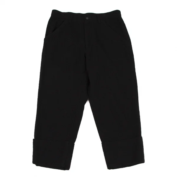 ブラックコムデギャルソンBLACK COMME des GARCONS ウール縮絨裾ダブルクロップドパンツ 黒XS K-108317_001