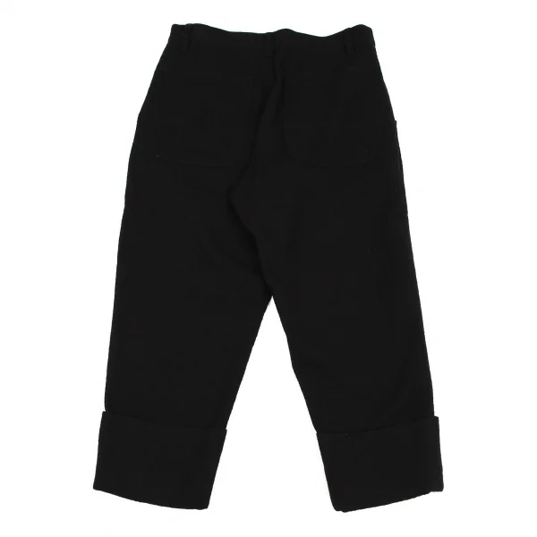 ブラックコムデギャルソンBLACK COMME des GARCONS ウール縮絨裾ダブルクロップドパンツ 黒XS K-108317_008