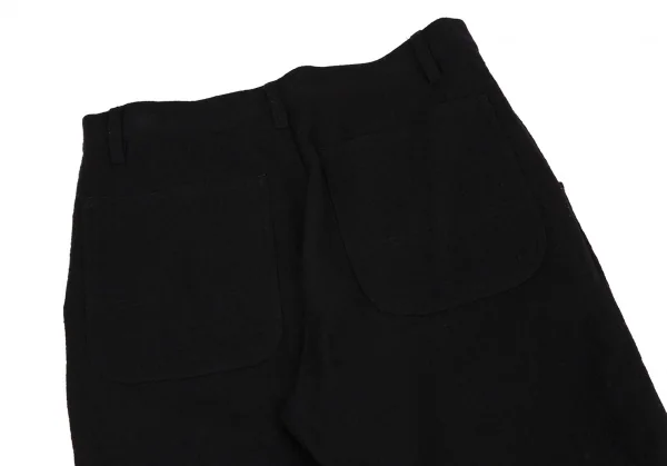 ブラックコムデギャルソンBLACK COMME des GARCONS ウール縮絨裾ダブルクロップドパンツ 黒XS K-108317_009