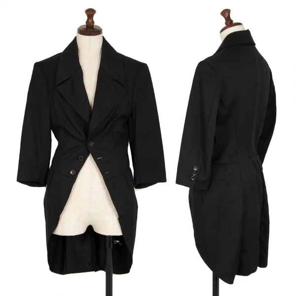 ブラックコムデギャルソンBLACK COMME des GARCONSウールギャバ製品洗い加工モーニングジャケット 黒M K-108320_001