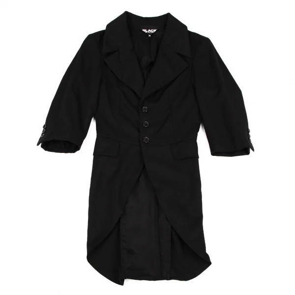 ブラックコムデギャルソンBLACK COMME des GARCONSウールギャバ製品洗い加工モーニングジャケット 黒M K-108320_002