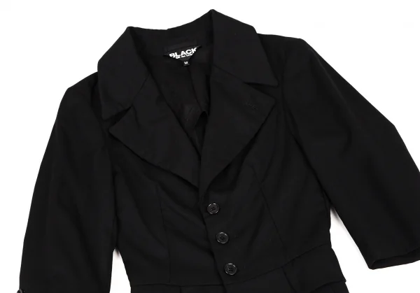 ブラックコムデギャルソンBLACK COMME des GARCONSウールギャバ製品洗い加工モーニングジャケット 黒M K-108320_003