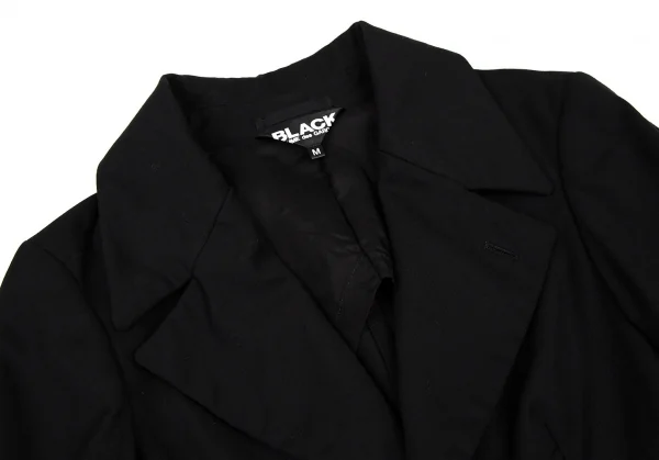 ブラックコムデギャルソンBLACK COMME des GARCONSウールギャバ製品洗い加工モーニングジャケット 黒M K-108320_004