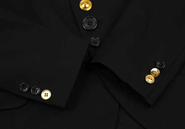 ブラックコムデギャルソンBLACK COMME des GARCONS ウールギャバランダムボタンジャケット 黒XS K-108321_010