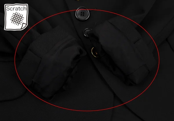 ブラックコムデギャルソンBLACK COMME des GARCONS ウールギャバランダムボタンジャケット 黒XS K-108321_011