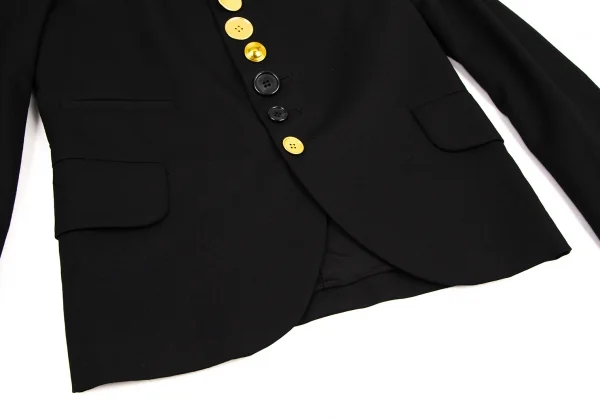 ブラックコムデギャルソンBLACK COMME des GARCONS ウールギャバランダムボタンジャケット 黒XS K-108321_012