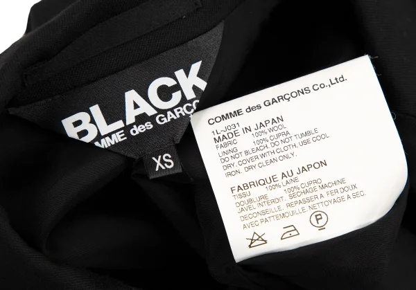 ブラックコムデギャルソンBLACK COMME des GARCONS ウールギャバランダムボタンジャケット 黒XS K-108321_018