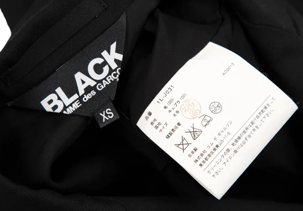 ブラックコムデギャルソンBLACK COMME des GARCONS ウールギャバランダムボタンジャケット 黒XS K-108321_019