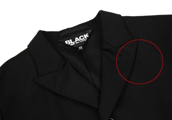 ブラックコムデギャルソンBLACK COMME des GARCONS ウールギャバランダムボタンジャケット 黒XS K-108321_004