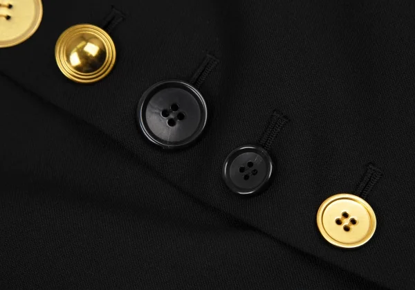 ブラックコムデギャルソンBLACK COMME des GARCONS ウールギャバランダムボタンジャケット 黒XS K-108321_008