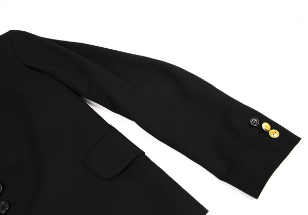 ブラックコムデギャルソンBLACK COMME des GARCONS ウールギャバランダムボタンジャケット 黒XS K-108321_009