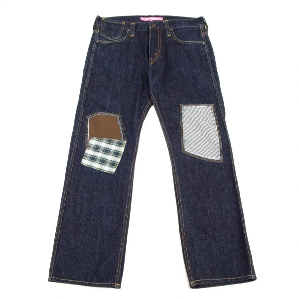 ジュンヤワタナベマンピンク コムデギャルソンJUNYA WATANABE MAN PINK COMME des GARCONSパッチワークデニムストレートパンツ インディゴM K-108329_001