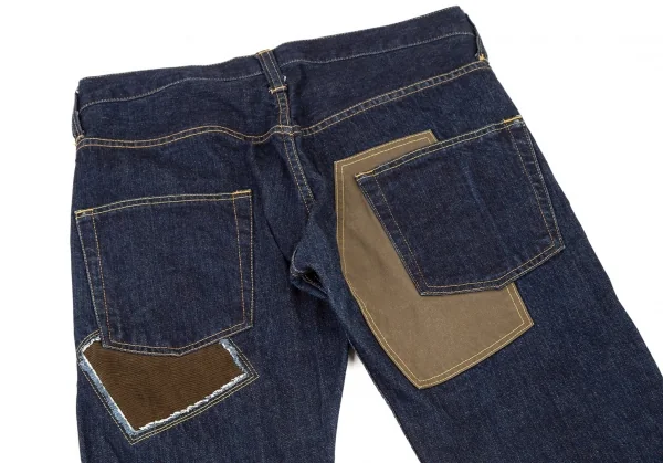 ジュンヤワタナベマンピンク コムデギャルソンJUNYA WATANABE MAN PINK COMME des GARCONSパッチワークデニムストレートパンツ インディゴM K-108329_011