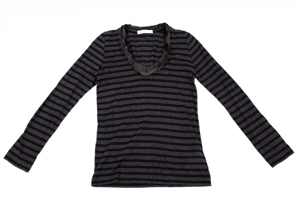 サカイ ラックsacai luck ボーダーネックデザインカットソー グレー黒2 K-108338_002