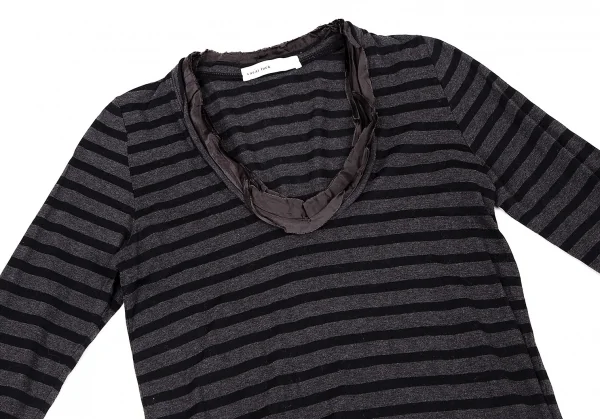 サカイ ラックsacai luck ボーダーネックデザインカットソー グレー黒2 K-108338_003