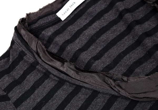 サカイ ラックsacai luck ボーダーネックデザインカットソー グレー黒2 K-108338_005