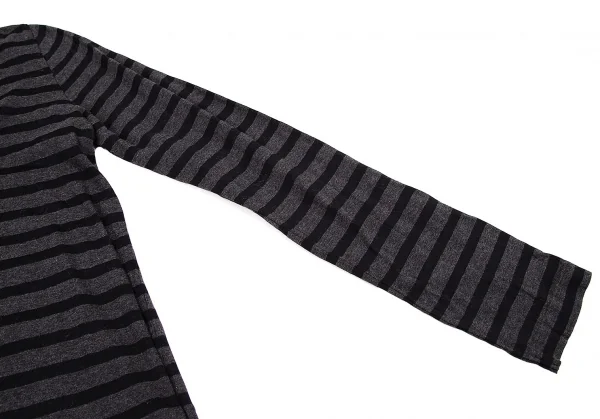 サカイ ラックsacai luck ボーダーネックデザインカットソー グレー黒2 K-108338_006