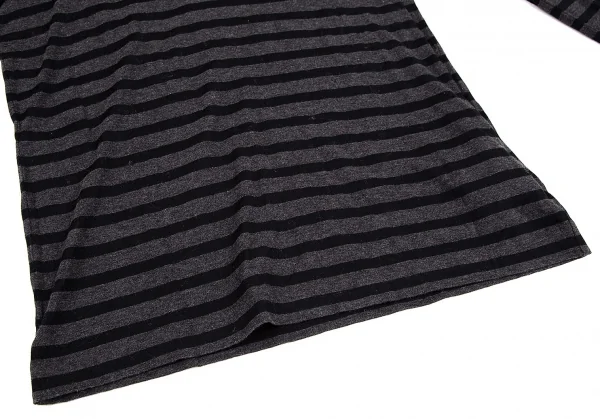 サカイ ラックsacai luck ボーダーネックデザインカットソー グレー黒2 K-108338_008