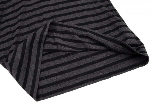 サカイ ラックsacai luck ボーダーネックデザインカットソー グレー黒2 K-108338_009