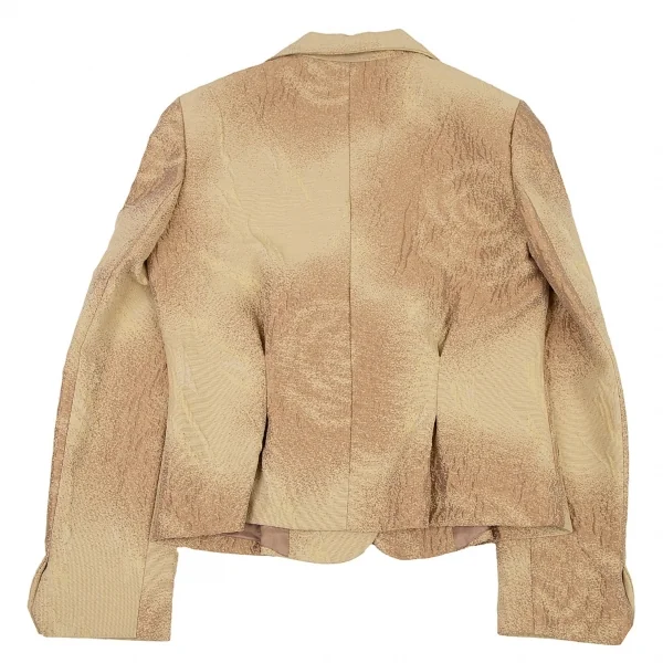 ランバンコレクションLANVIN collection ウール混ローズジャガード1Bジャケット ベージュ茶38 K-108340_011