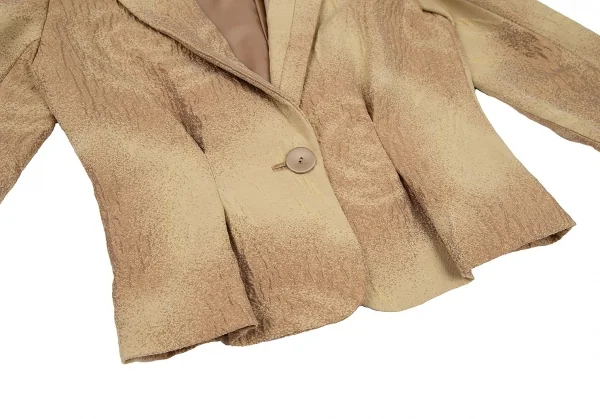 ランバンコレクションLANVIN collection ウール混ローズジャガード1Bジャケット ベージュ茶38 K-108340_007