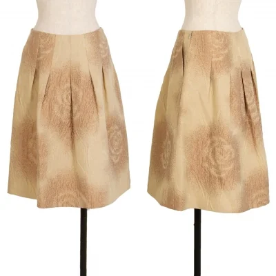 ランバンコレクションLANVIN collection ウール混ローズジャガード台形スカート