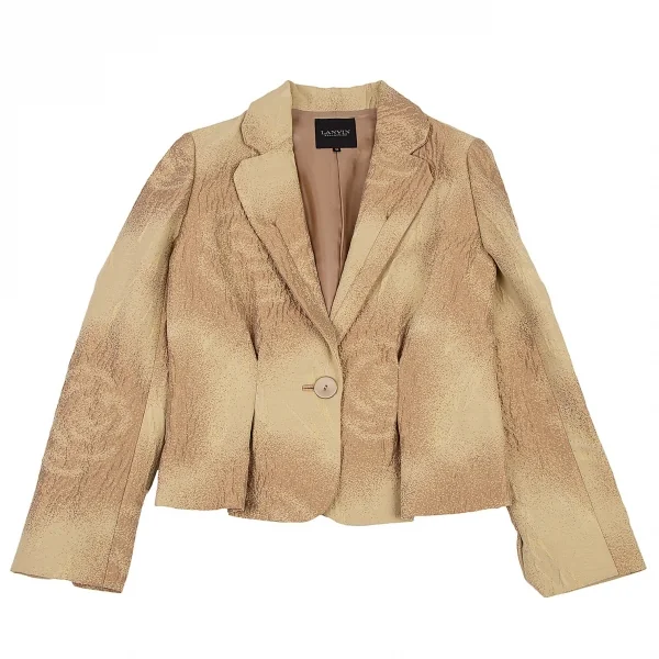 ランバンコレクションLANVIN collection ウール混ローズジャガードセットアップ ベージュ茶38 K-108342_003