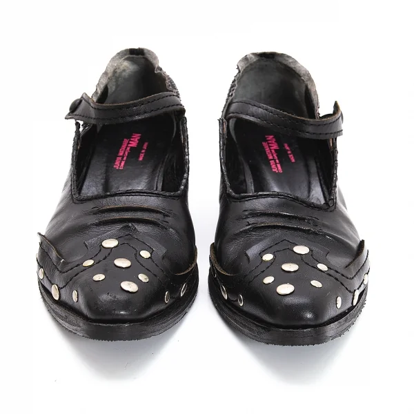 ジュンヤワタナベマンピンク コムデギャルソンJUNYA WATANABE MAN PINK COMME des GARCONS スタッズトゥストラップレザーシューズ 黒M(25位) K-108357_002