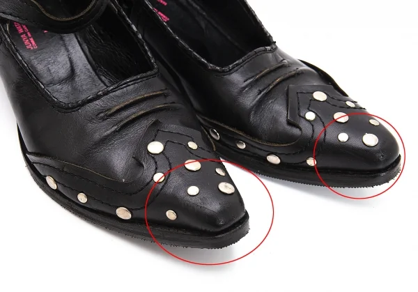 ジュンヤワタナベマンピンク コムデギャルソンJUNYA WATANABE MAN PINK COMME des GARCONS スタッズトゥストラップレザーシューズ 黒M(25位) K-108357_007