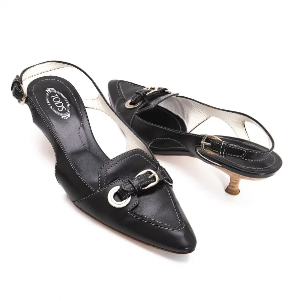 トッズTOD'S ベルトデザインレザーパンプス 黒37(24位) K-108359_001