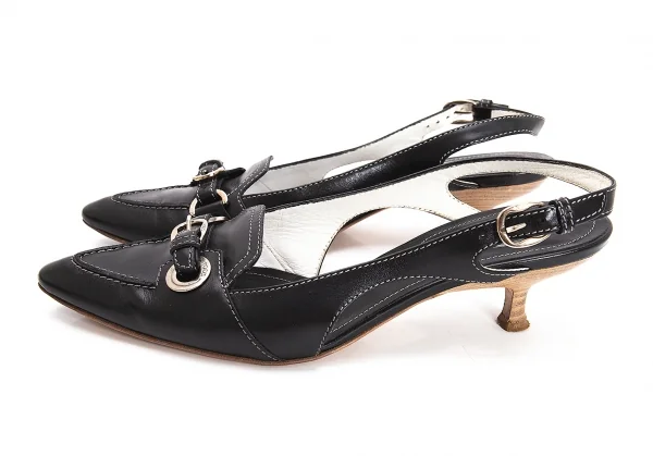 トッズTOD'S ベルトデザインレザーパンプス 黒37(24位) K-108359_003