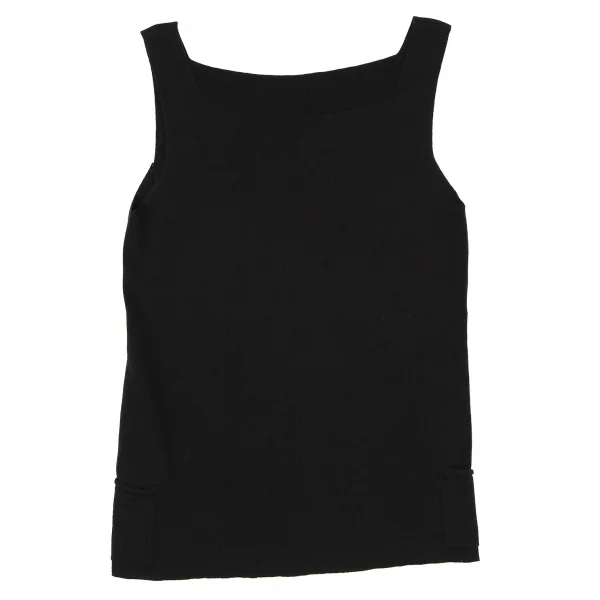 イッセイミヤケ ハートISSEY MIYAKE HaaT コットンサイドポケットスクエアネックタンクトップ 黒2 K-108363_002