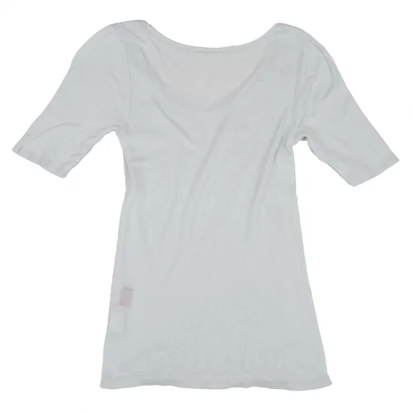 イッセイミヤケ ハートISSEY MIYAKE HaaT コットンサイドリブUネック五部袖Tシャツ 水色2 K-108368_010