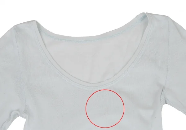 イッセイミヤケ ハートISSEY MIYAKE HaaT コットンサイドリブUネック五部袖Tシャツ 水色2 K-108368_003